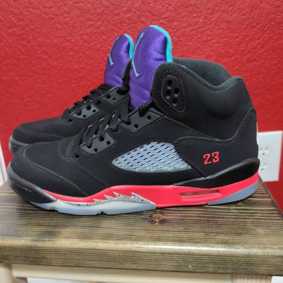 (size 7) Nike Air Jordan 5 Retro Top 3 Black Purple 23 Red - Picture 7 of 8